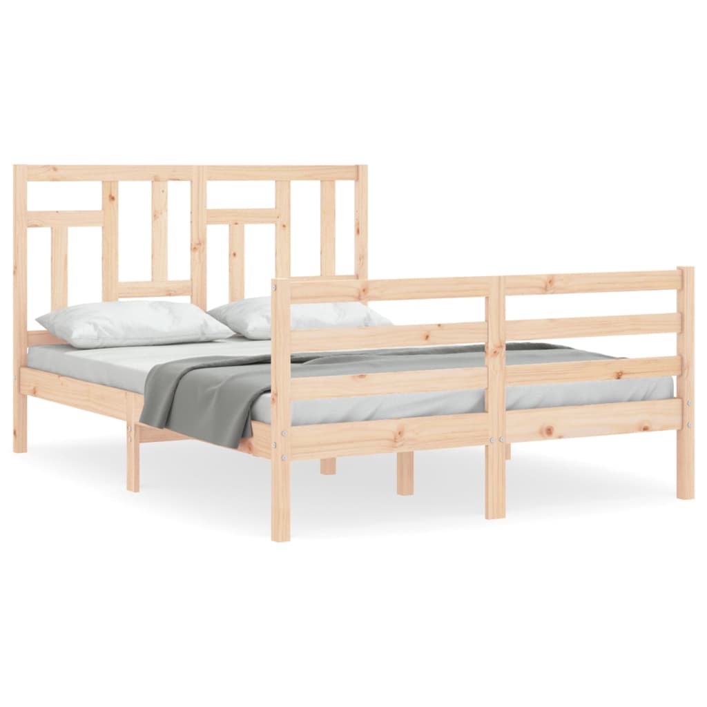 vidaXL Bed Frame with Headboard Solid Wood