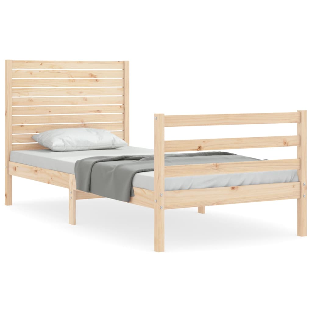vidaXL Bed Frame with Headboard Solid Wood