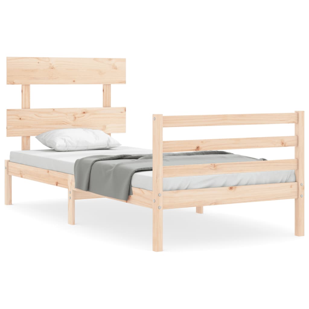 vidaXL Bed Frame with Headboard Solid Wood