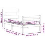 vidaXL Bed Frame with Headboard Solid Wood