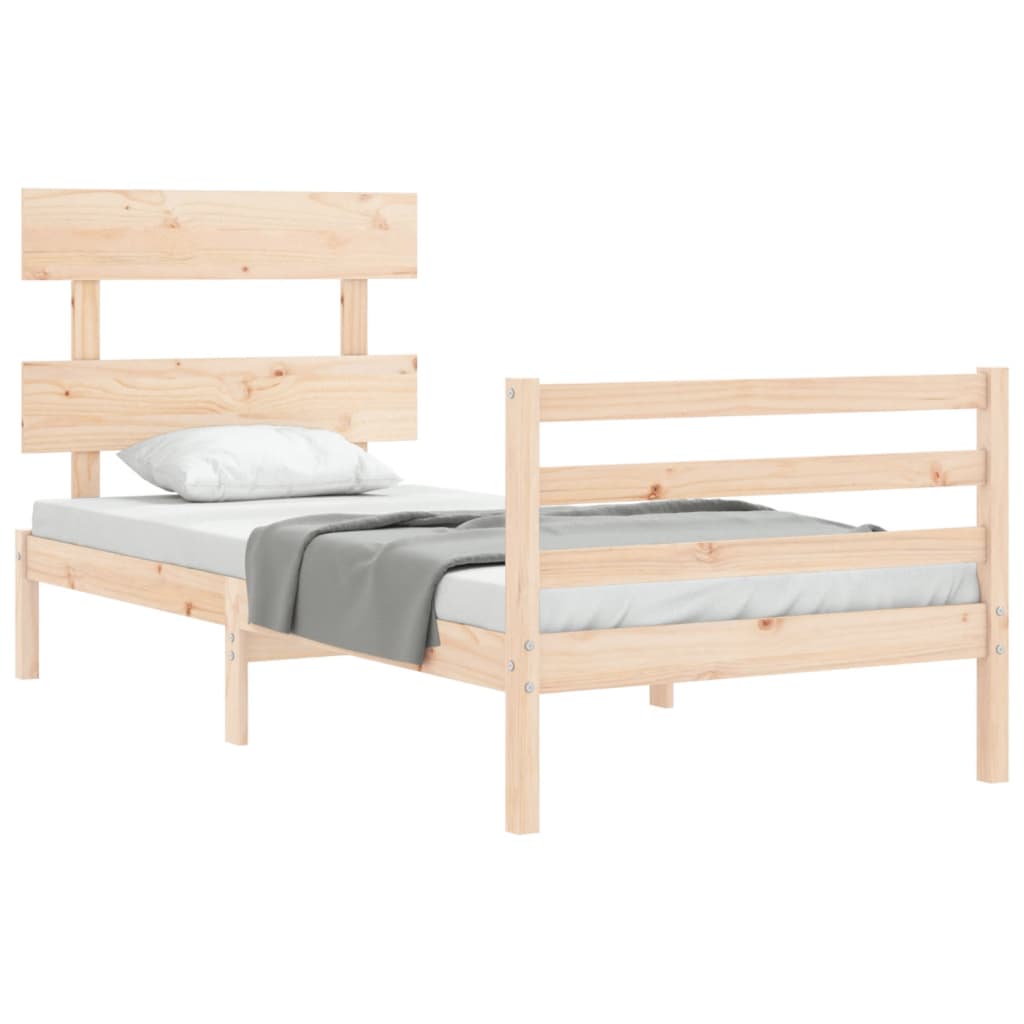 vidaXL Bed Frame with Headboard Solid Wood