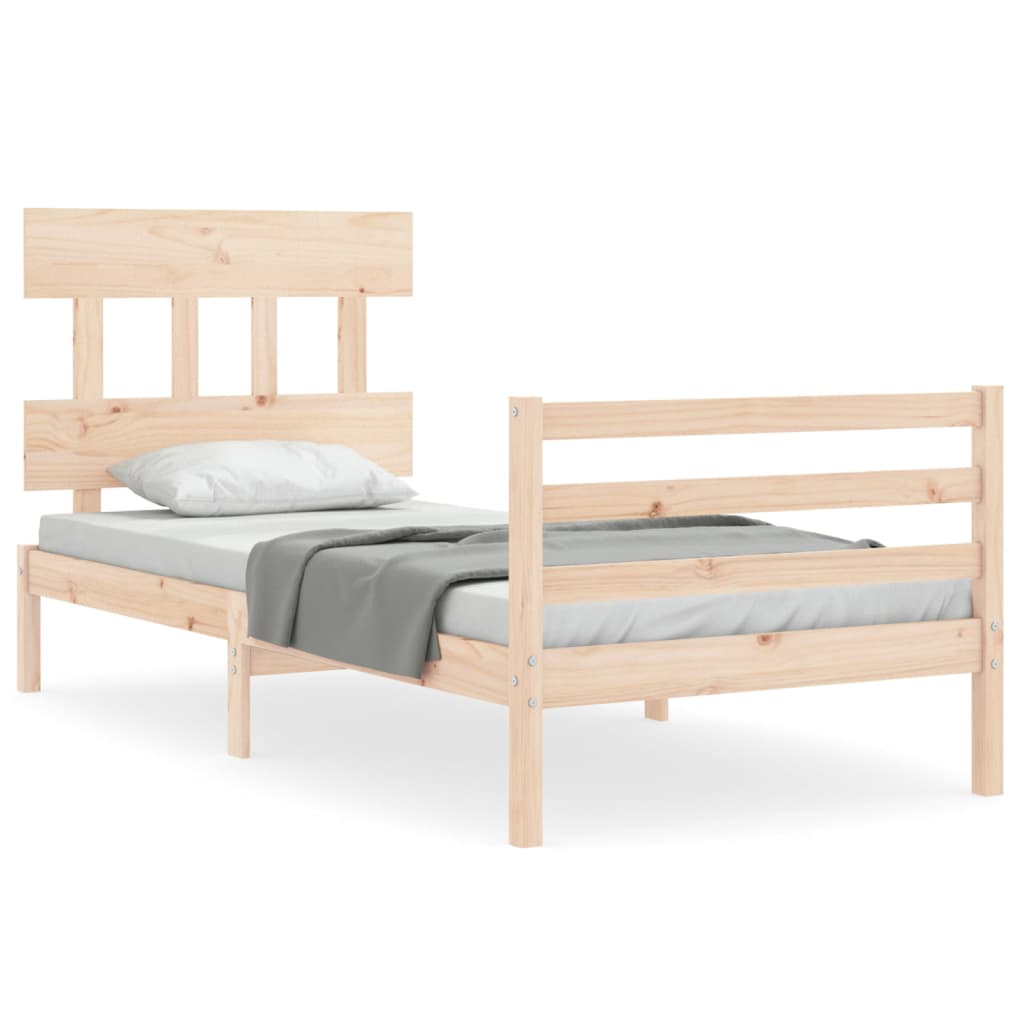 vidaXL Bed Frame with Headboard Solid Wood