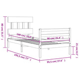 vidaXL Bed Frame with Headboard Solid Wood