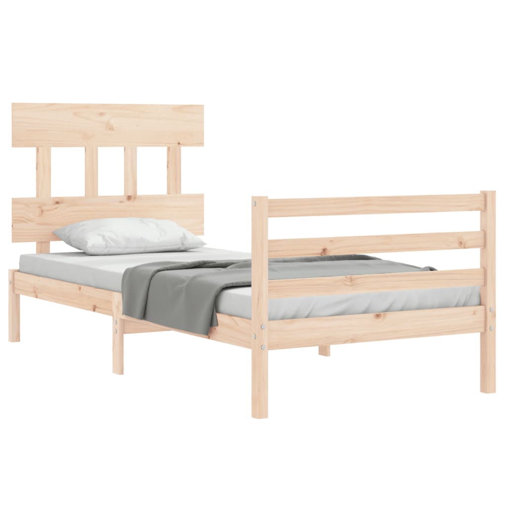 vidaXL Bed Frame with Headboard Solid Wood
