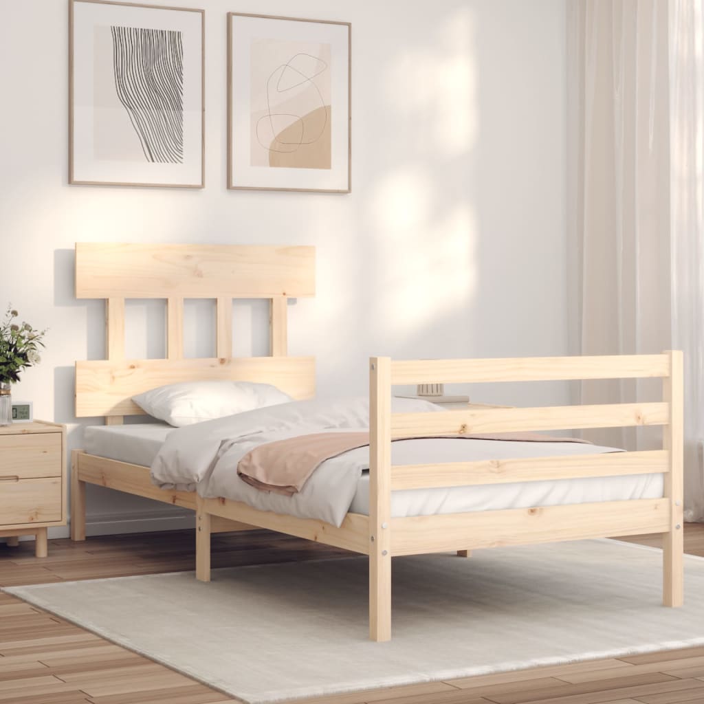 vidaXL Bed Frame with Headboard Solid Wood