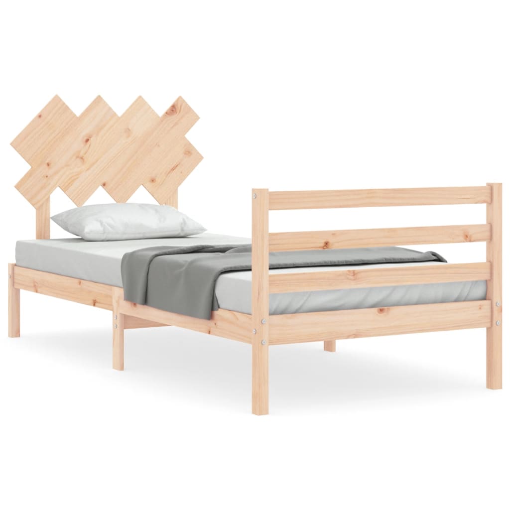 vidaXL Bed Frame with Headboard Solid Wood