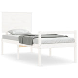 vidaXL Senior Bed with Headboard Solid Wood White
