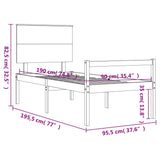 vidaXL Senior Bed with Headboard Solid Wood White