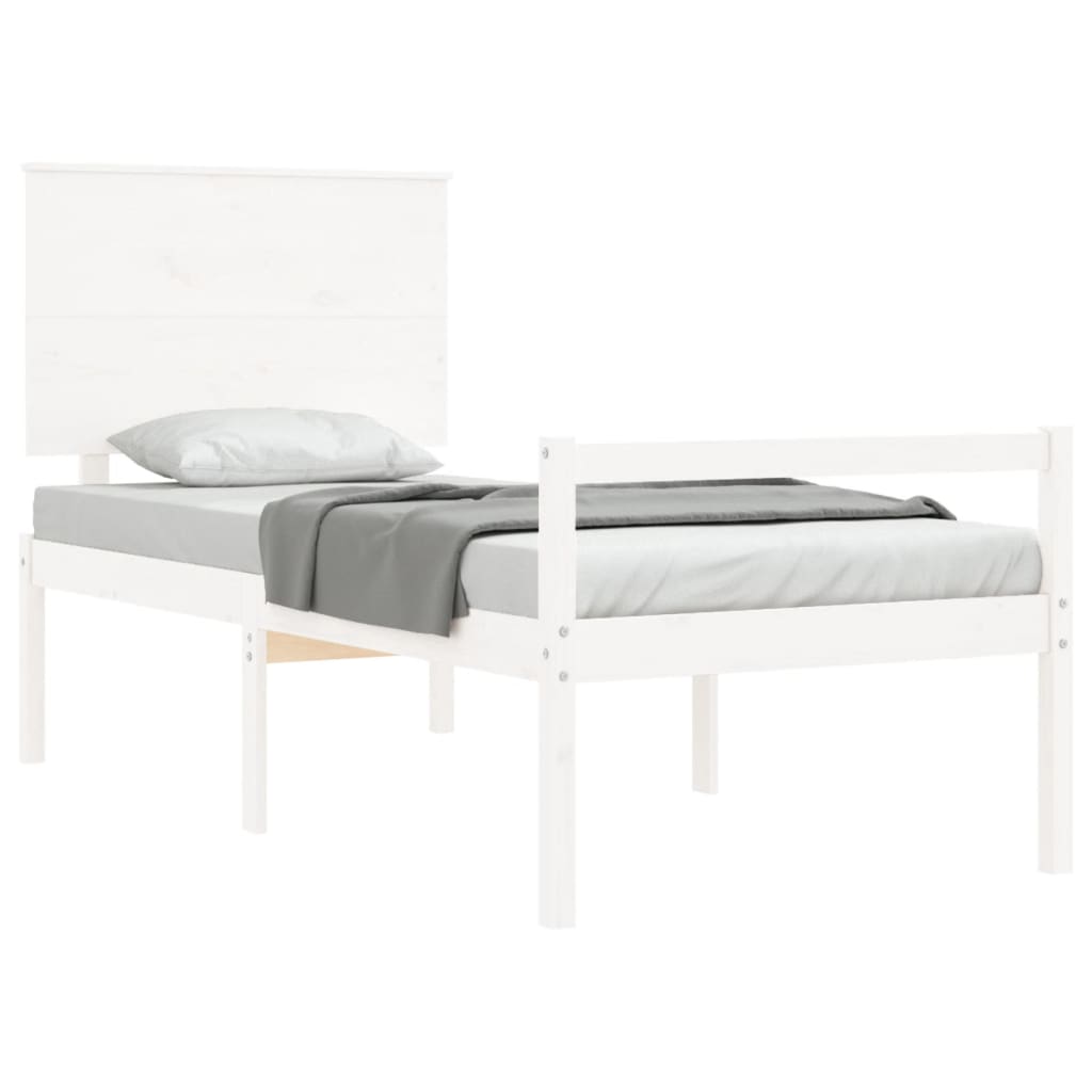 vidaXL Senior Bed with Headboard Solid Wood White
