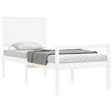 vidaXL Senior Bed with Headboard Solid Wood White