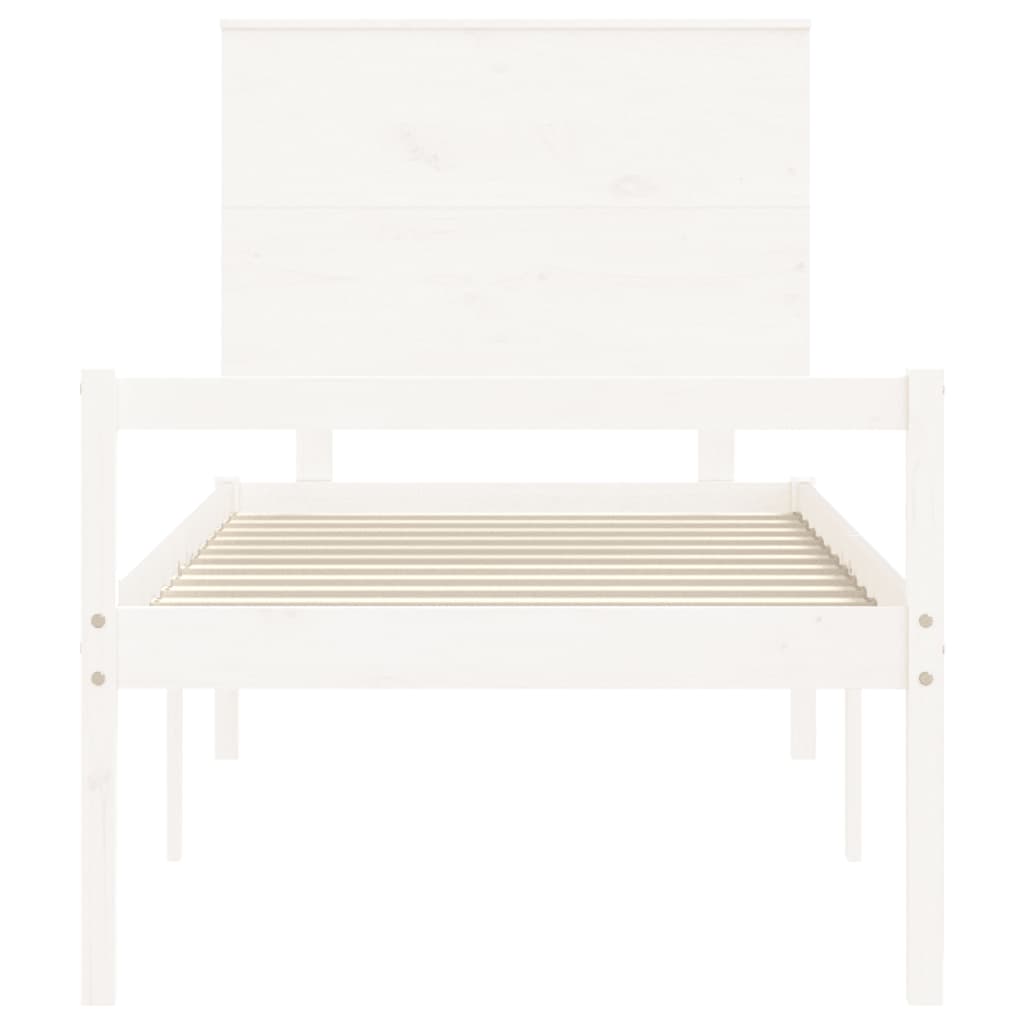 vidaXL Senior Bed with Headboard Solid Wood White