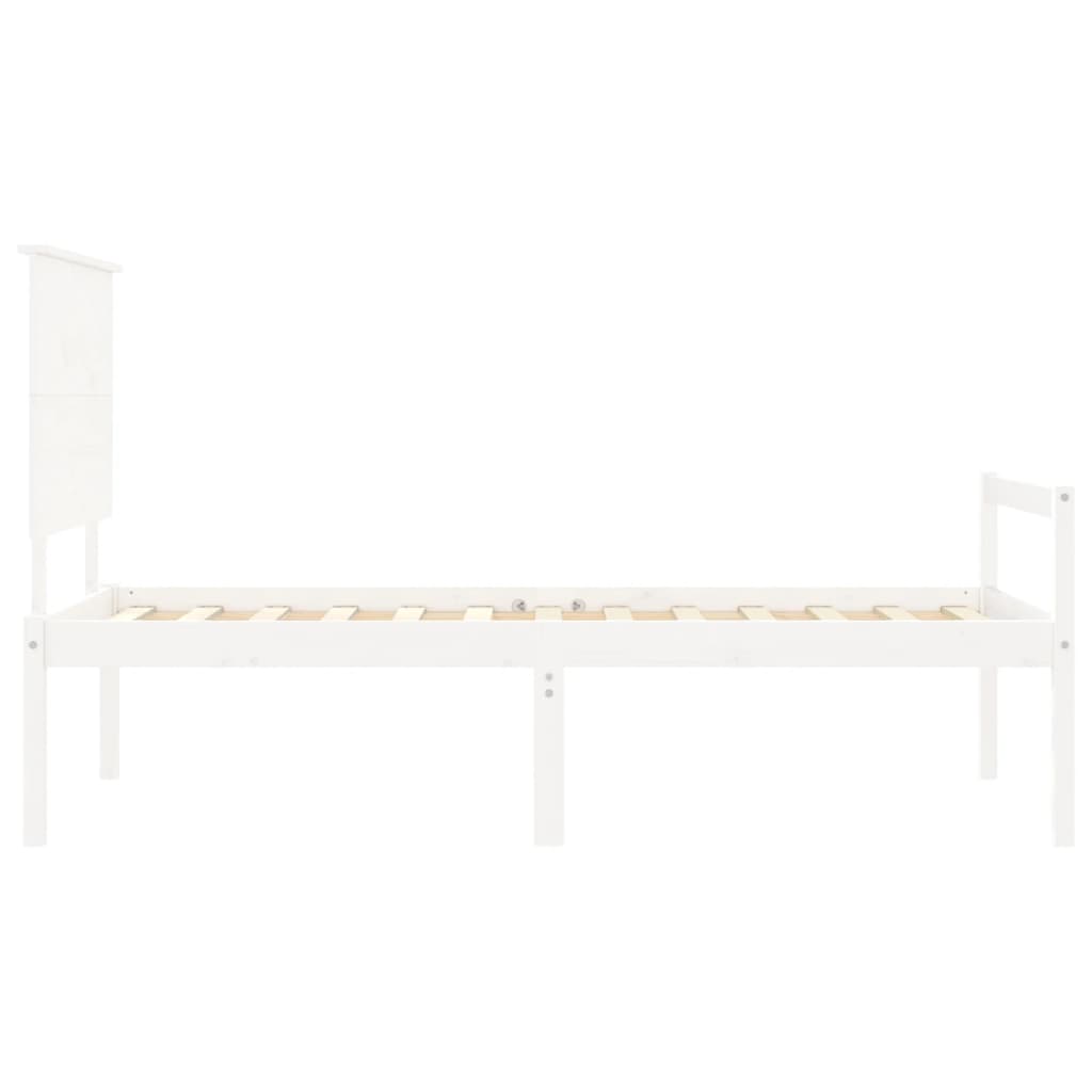 vidaXL Senior Bed with Headboard Solid Wood White