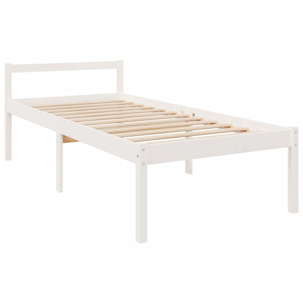 vidaXL Senior Bed with Headboard Solid Wood White