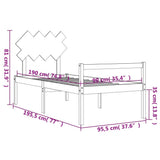 vidaXL Solid Wood Senior Bed with Headboard