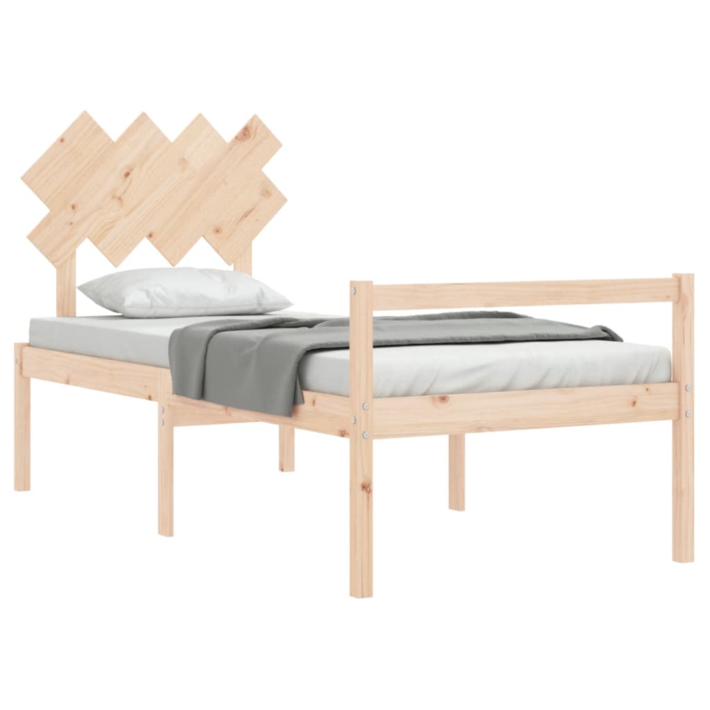 vidaXL Solid Wood Senior Bed with Headboard