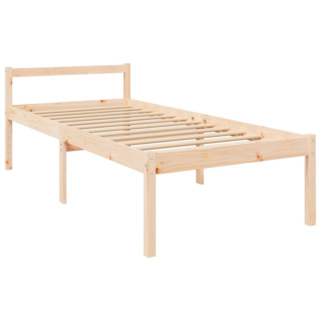 vidaXL Solid Wood Senior Bed with Headboard