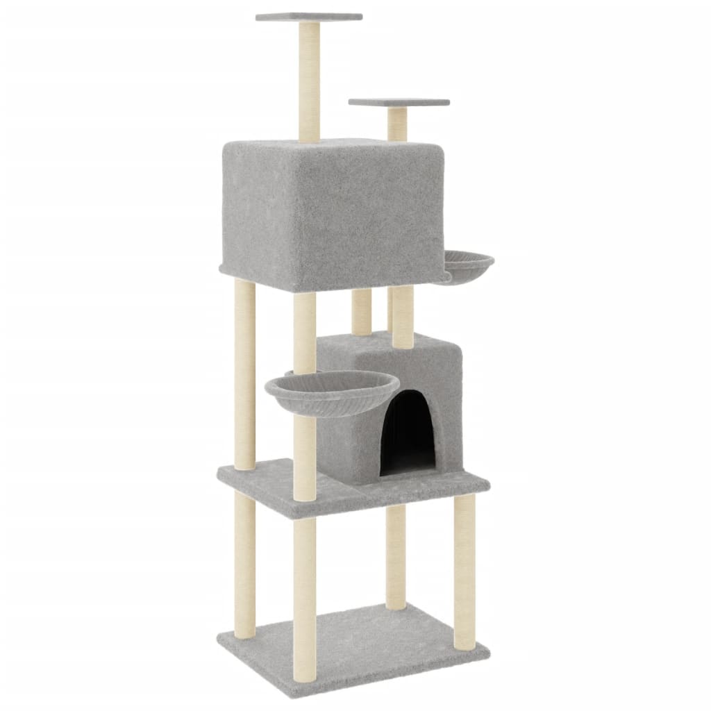 vidaXL Cat Tree with Sisal Scratching Posts 180 cm Light Gray