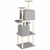 vidaXL Cat Tree with Sisal Scratching Posts 180 cm Light Gray