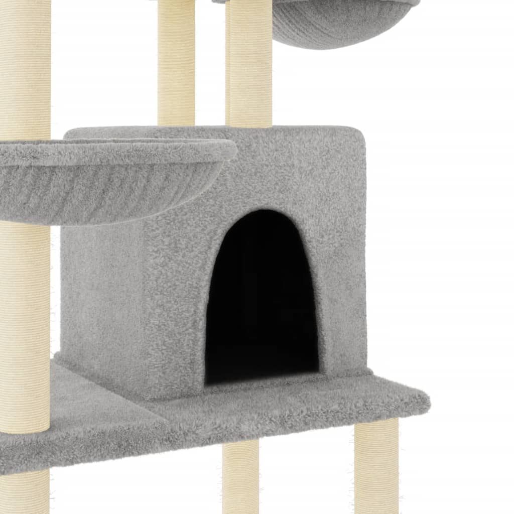 vidaXL Cat Tree with Sisal Scratching Posts 180 cm Light Gray