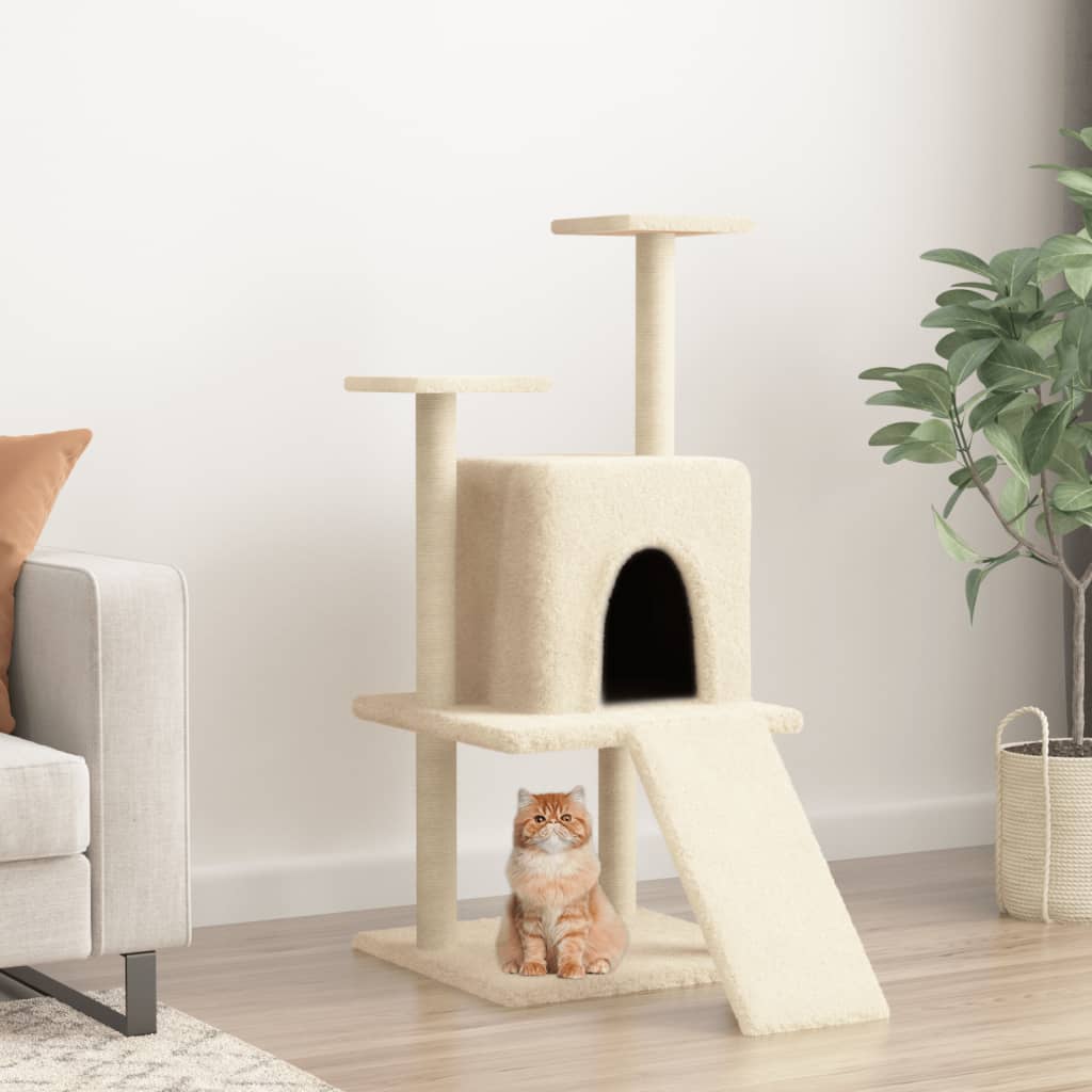 vidaXL Cat tree with sisal scratching posts 110 cm cream