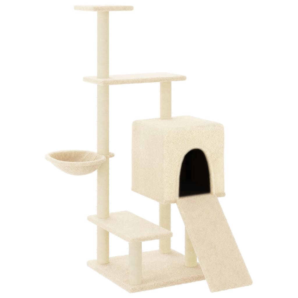 vidaXL Cat Tree with Sisal Scratching Posts 130.5 cm Cream