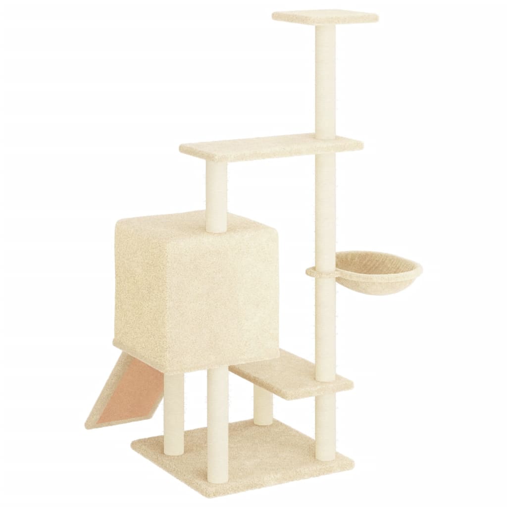 vidaXL Cat Tree with Sisal Scratching Posts 130.5 cm Cream