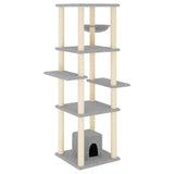 vidaXL Cat Tree with Sisal Scratching Posts 154 cm Light Grey