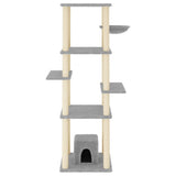 vidaXL Cat Tree with Sisal Scratching Posts 154 cm Light Grey
