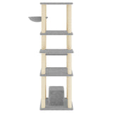 vidaXL Cat Tree with Sisal Scratching Posts 154 cm Light Grey