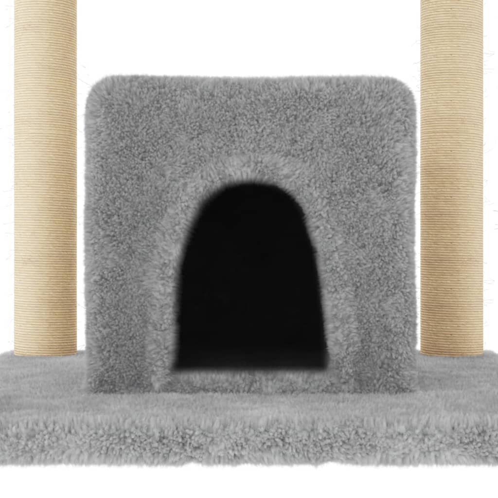 vidaXL Cat Tree with Sisal Scratching Posts 154 cm Light Grey