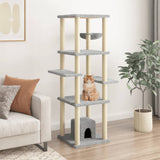 vidaXL Cat Tree with Sisal Scratching Posts 154 cm Light Grey