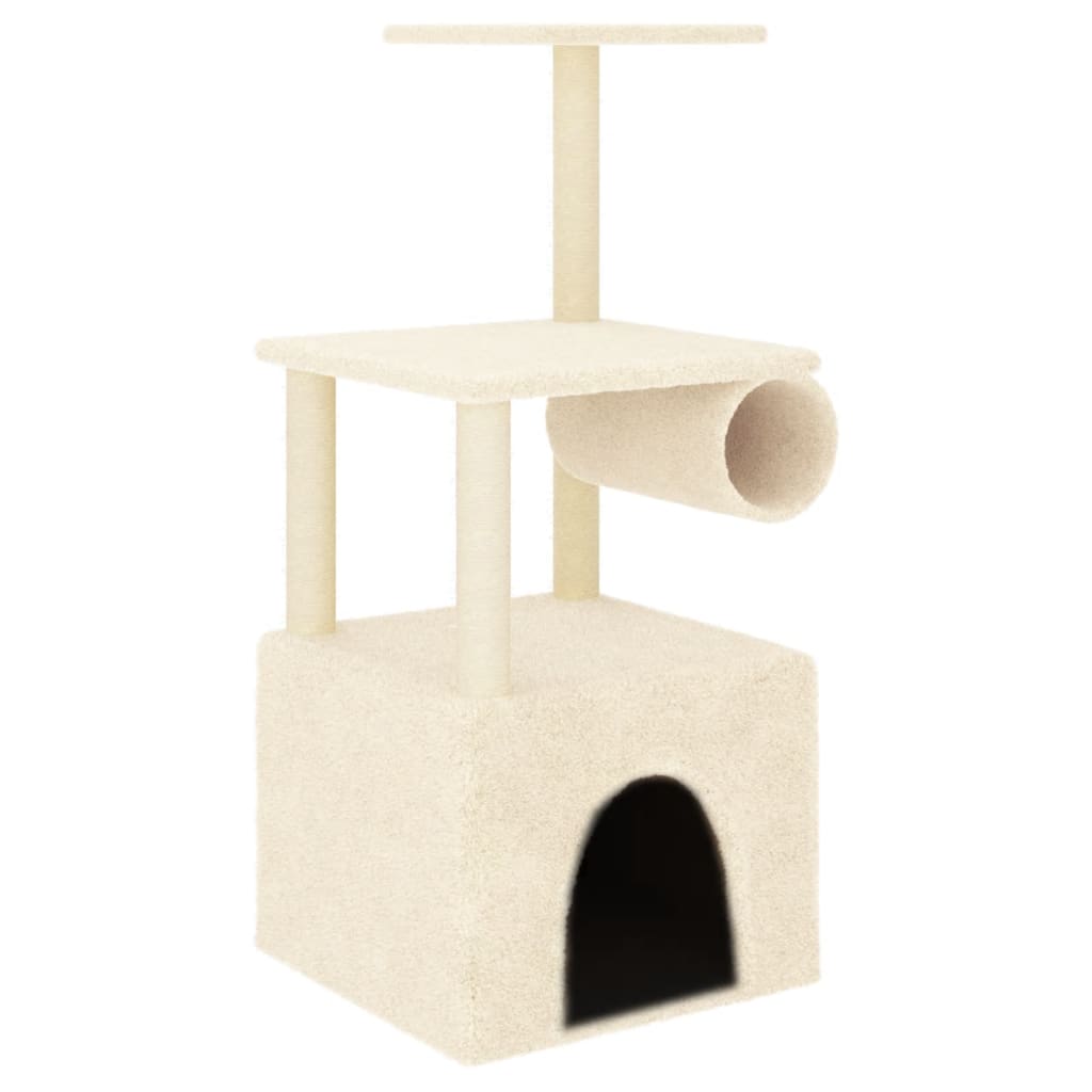 vidaXL Cat Tree with Sisal Scratching Posts 109.5 cm Cream