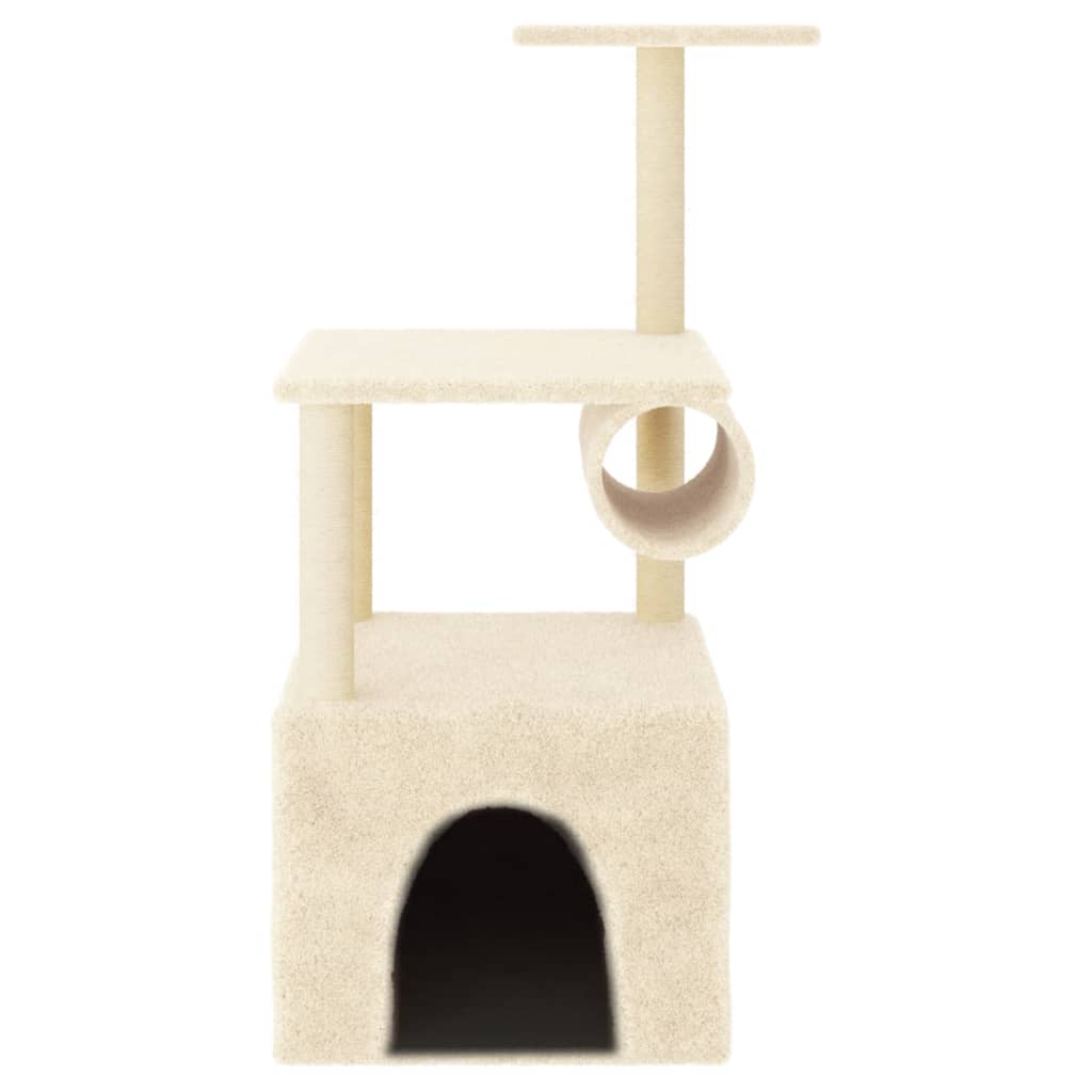 vidaXL Cat Tree with Sisal Scratching Posts 109.5 cm Cream