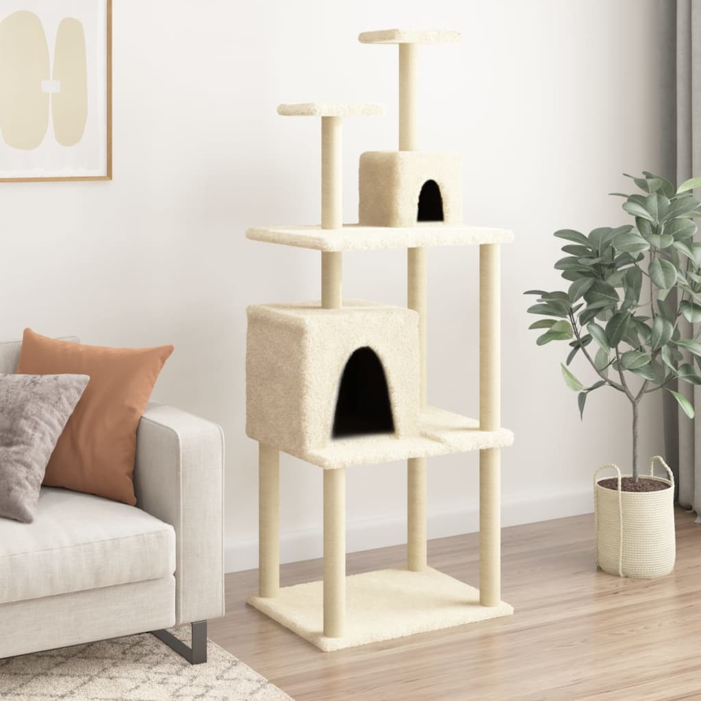 vidaXL Kattenmeubel met sisal krabpalen 167 cm crèmekleurig