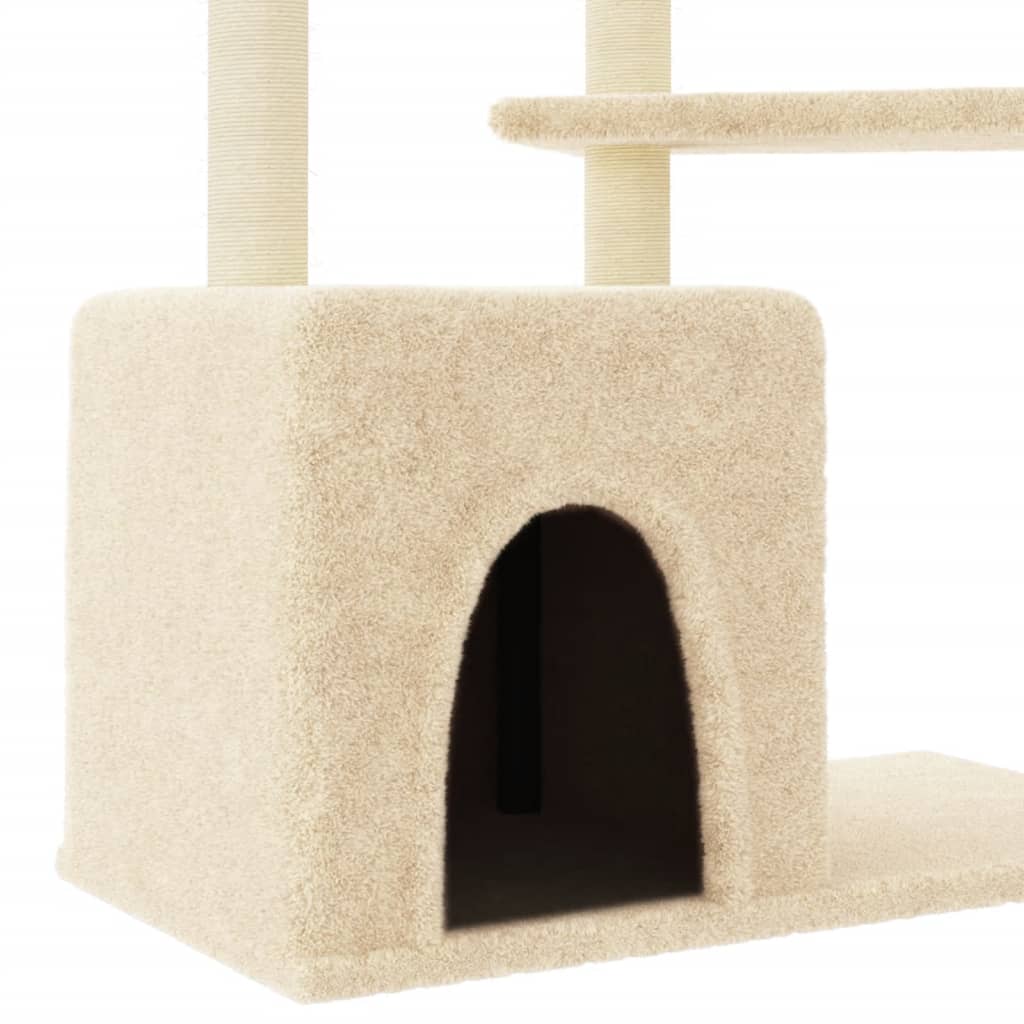 vidaXL Kattenmeubel met sisal krabpalen 107,5 cm crèmekleurig