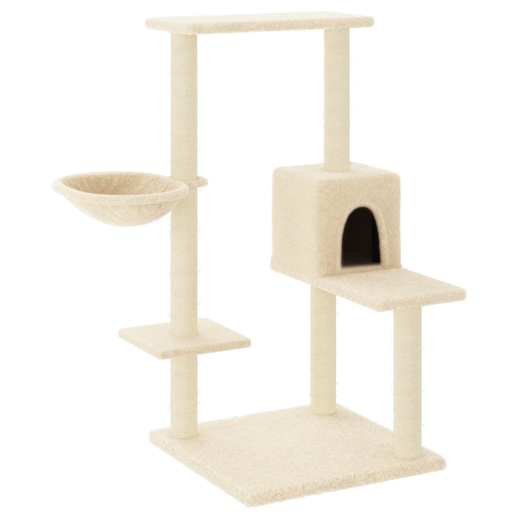vidaXL Cat Tree with Sisal Scratching Posts 95 cm Cream
