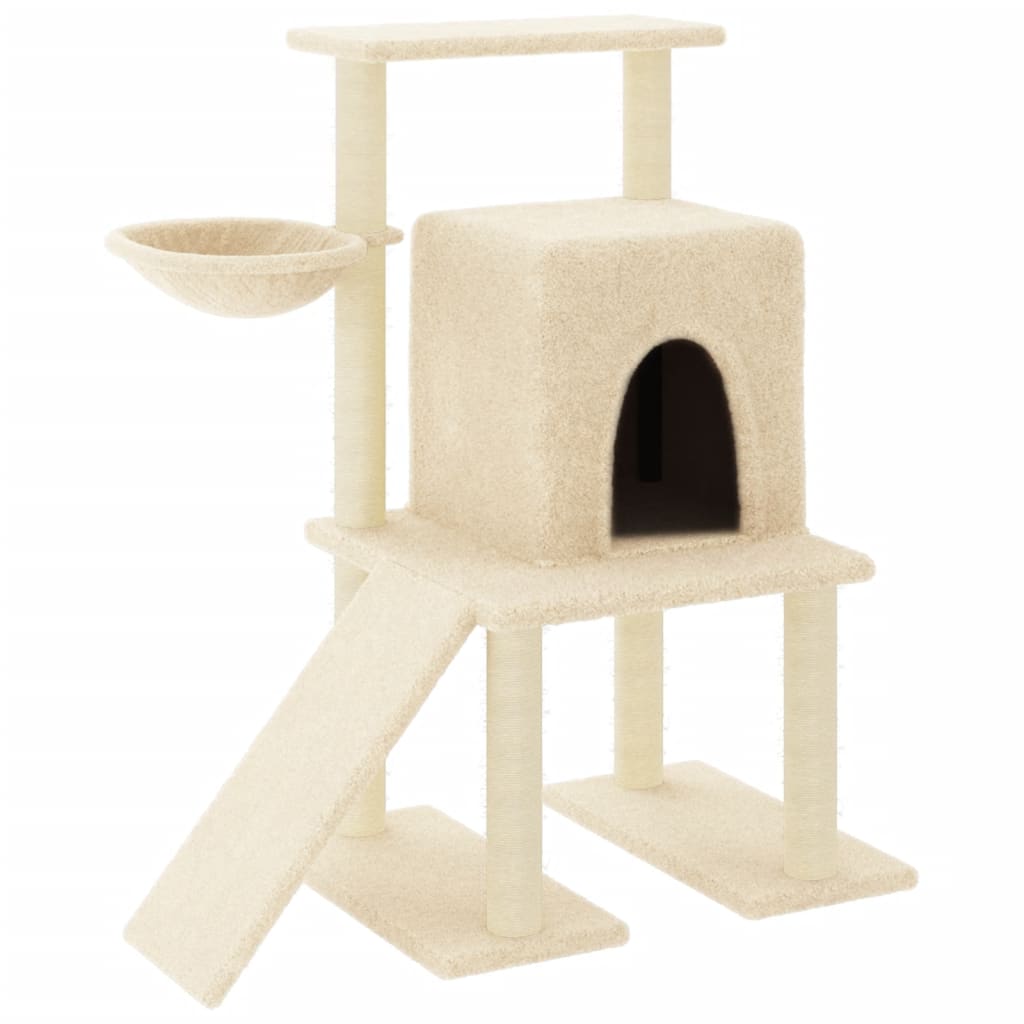 vidaXL Cat Tree with Sisal Scratching Posts 96.5 cm Cream