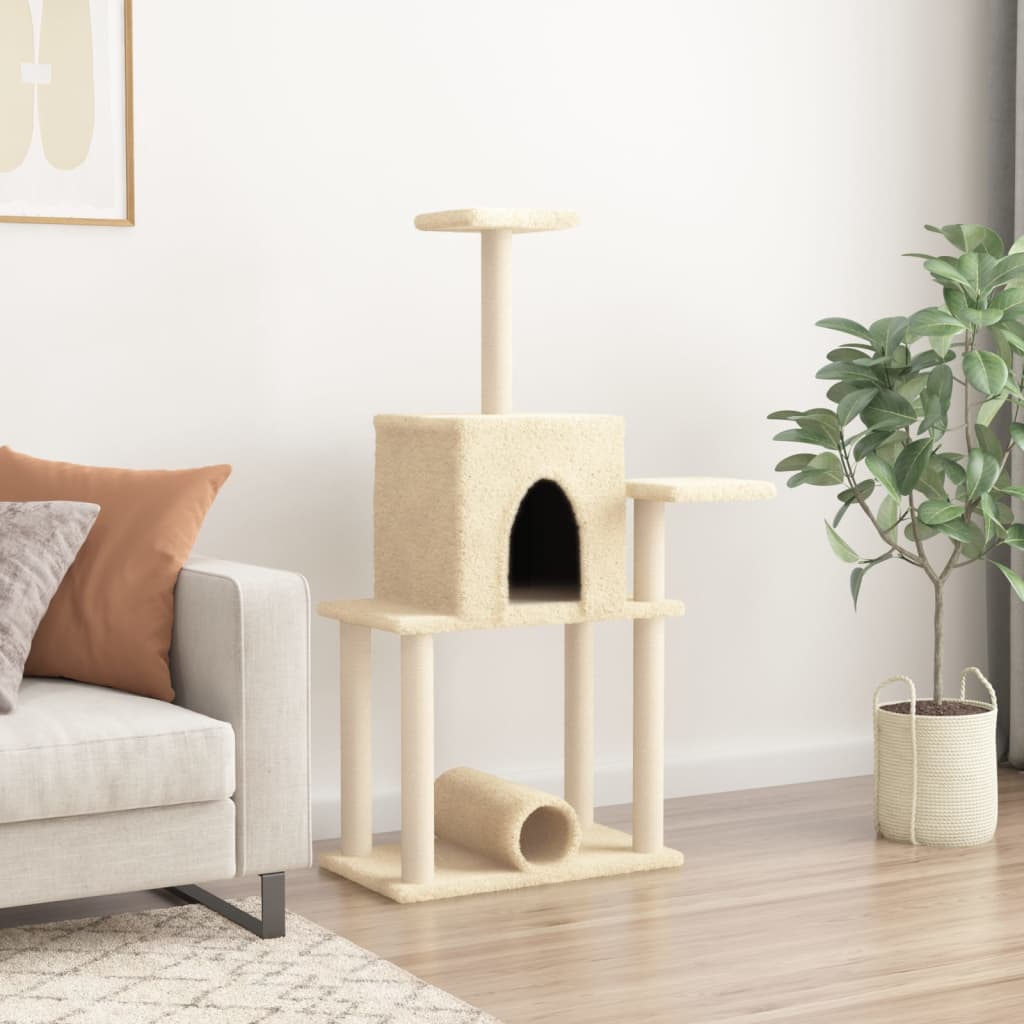vidaXL Cat tree with sisal scratching posts 122 cm cream
