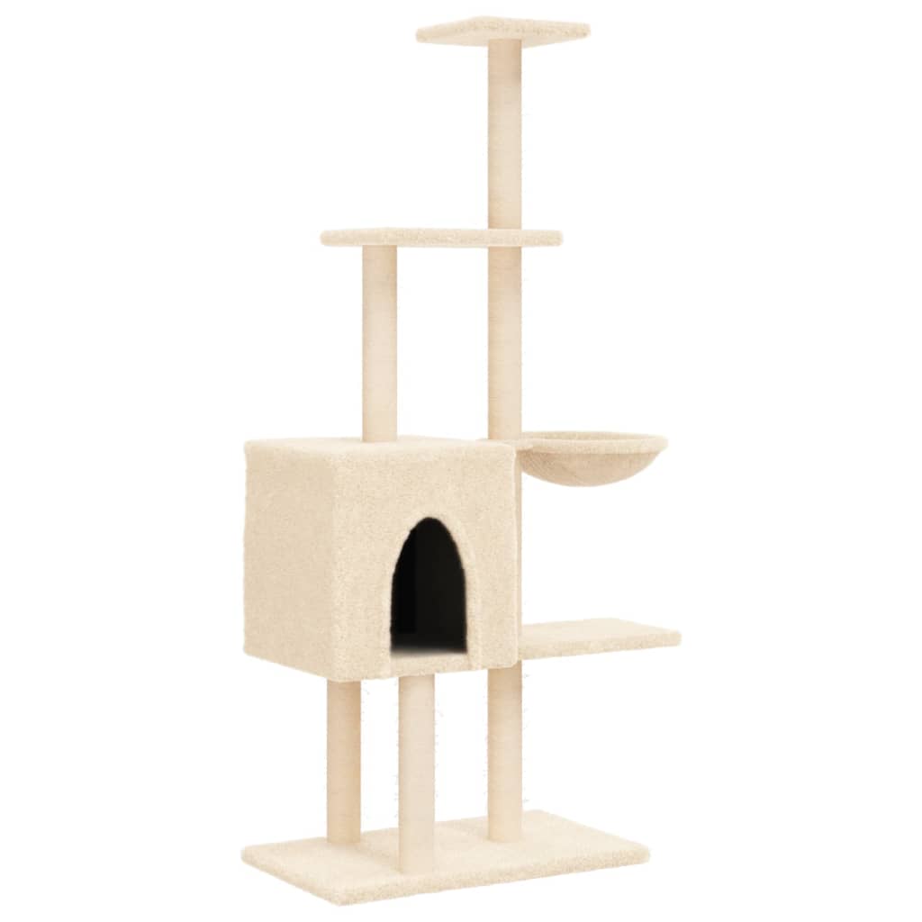 vidaXL Cat Tree with Sisal Scratching Posts 145 cm Cream