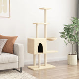 vidaXL Cat Tree with Sisal Scratching Posts 145 cm Cream