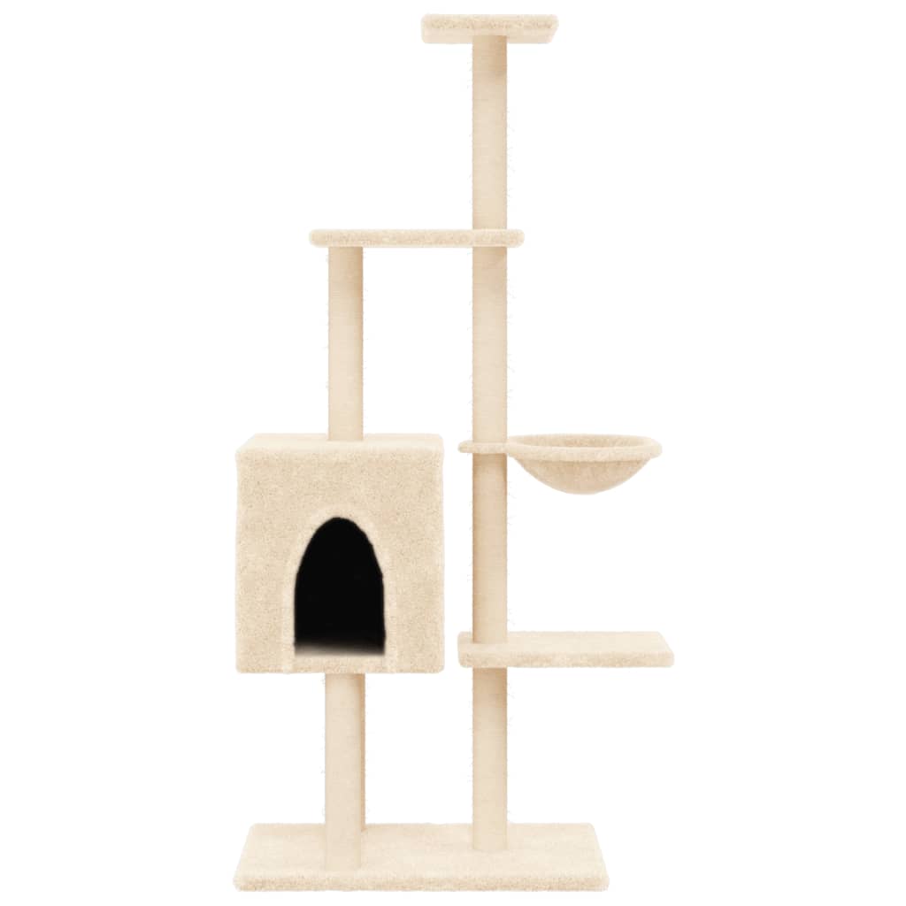 vidaXL Cat Tree with Sisal Scratching Posts 145 cm Cream