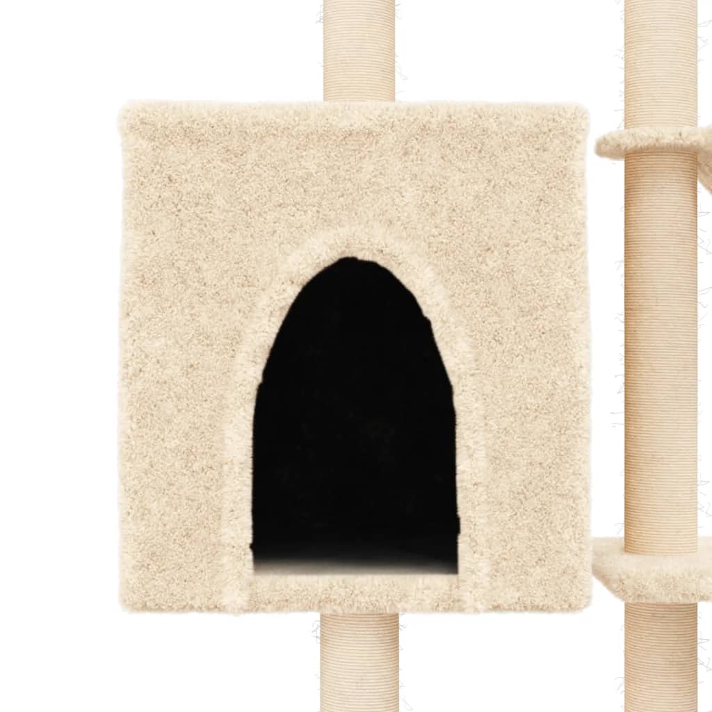 vidaXL Cat Tree with Sisal Scratching Posts 145 cm Cream