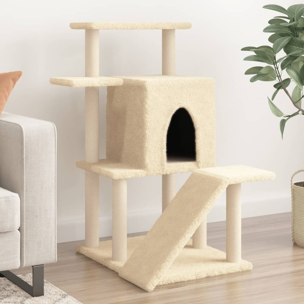 vidaXL Cat Tree with Sisal Scratching Posts 97 cm Cream