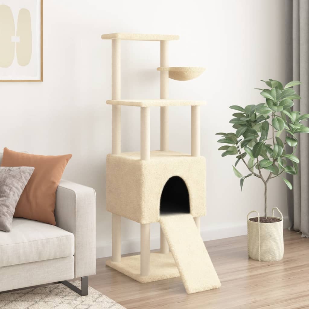 vidaXL Cat Tree with Sisal Scratching Posts 153 cm Cream
