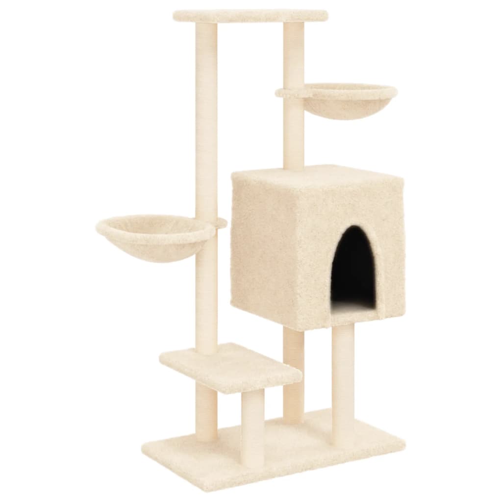 vidaXL Cat Tree with Sisal Scratching Posts 117 cm Cream