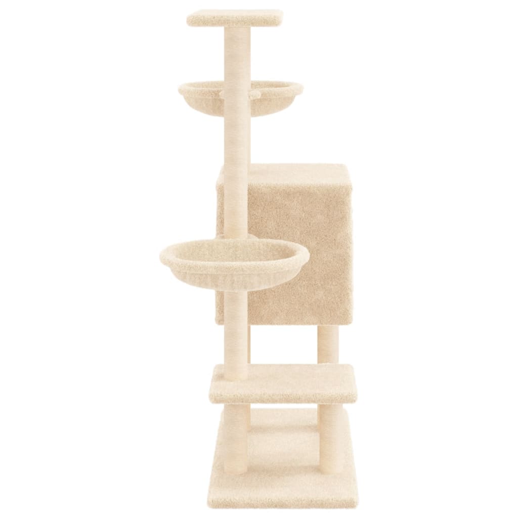 vidaXL Cat Tree with Sisal Scratching Posts 117 cm Cream