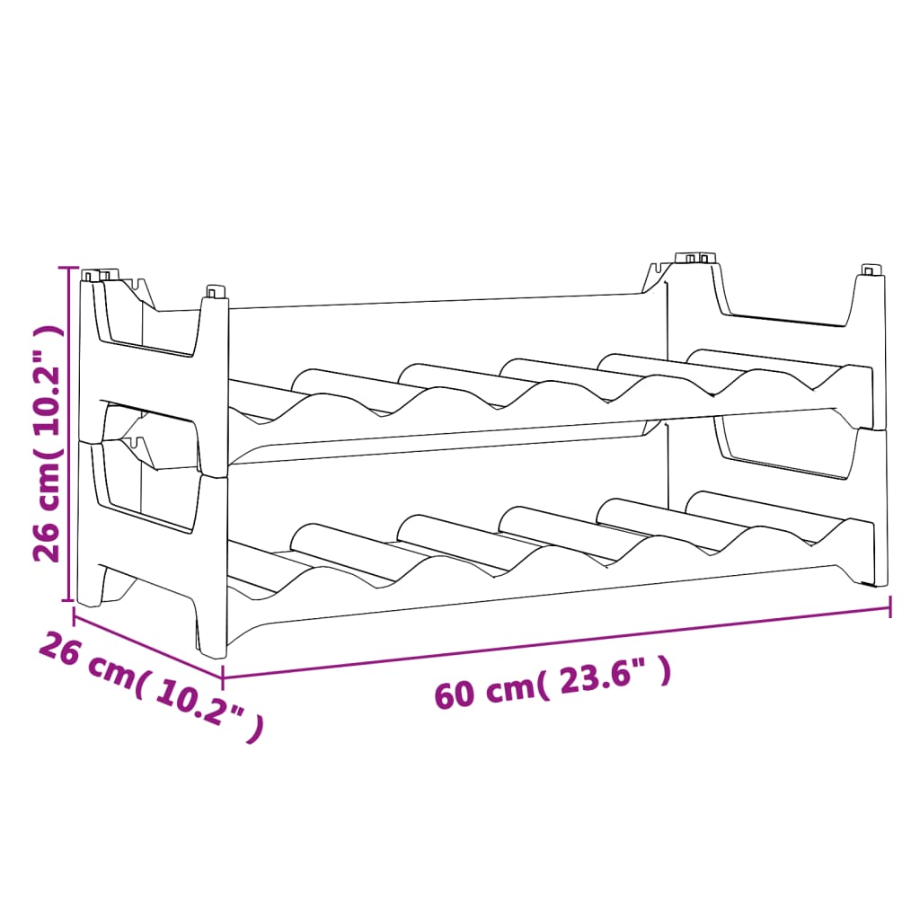 vidaXL Stackable 12-Bottle Wine Rack PP