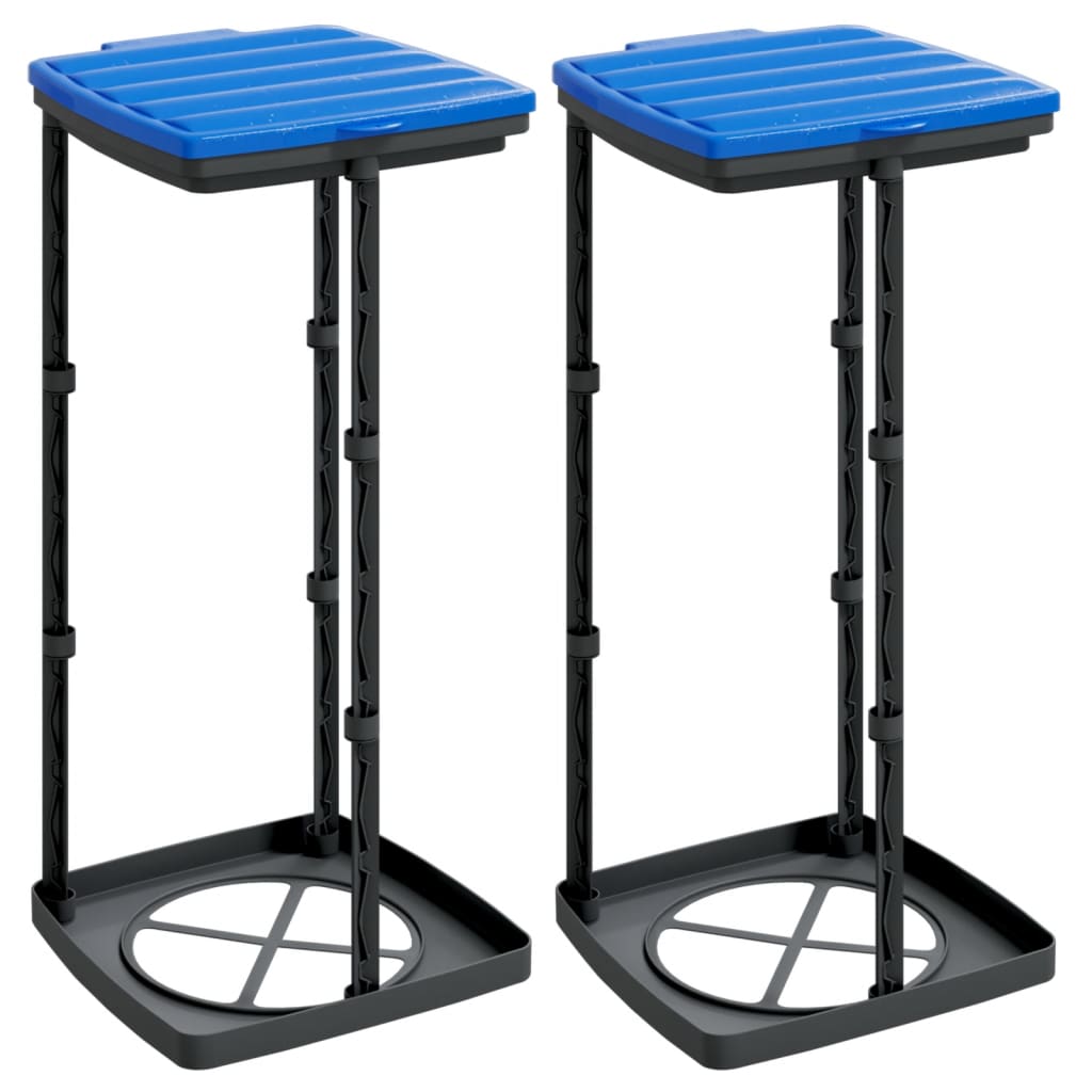 vidaXL Vuilniszakhouders 2 st 60 L PP zwart en blauw