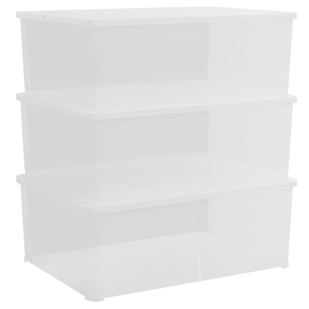 vidaXL Storage Boxes plastic 3 pcs stackable 25 L