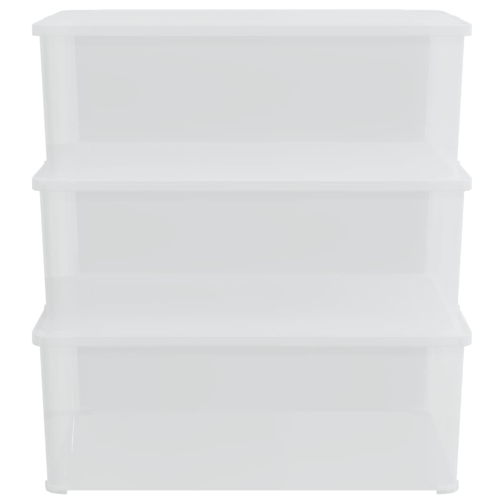 vidaXL Storage Boxes plastic 3 pcs stackable 25 L